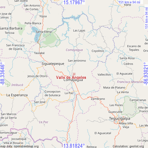 Valle de Ángeles on map