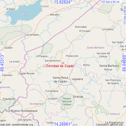Trinidad de Copán on map