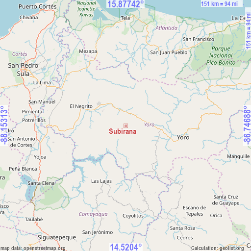 Subirana on map