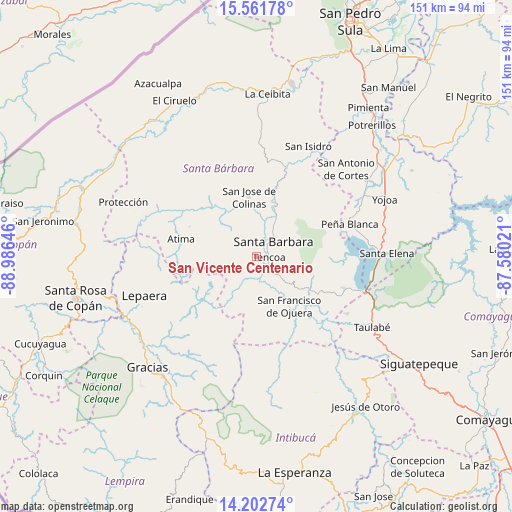 San Vicente Centenario on map