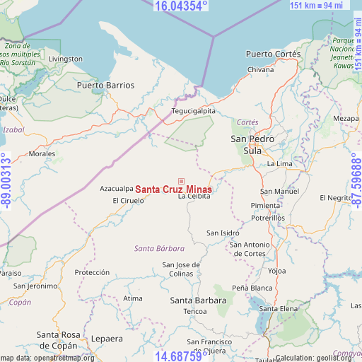 Santa Cruz Minas on map