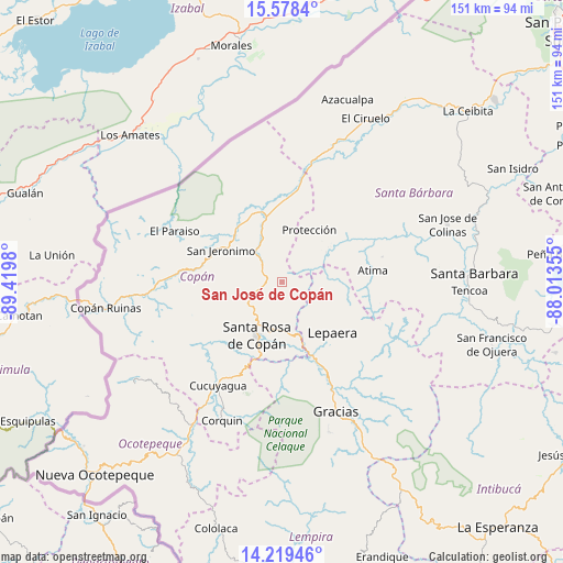 San José de Copán on map