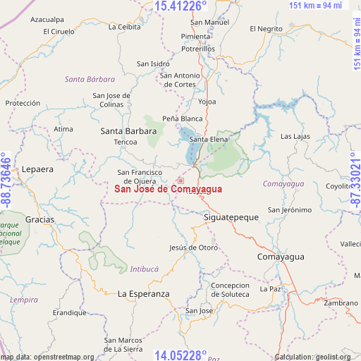 San José de Comayagua on map