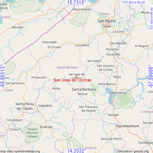 San José de Colinas on map