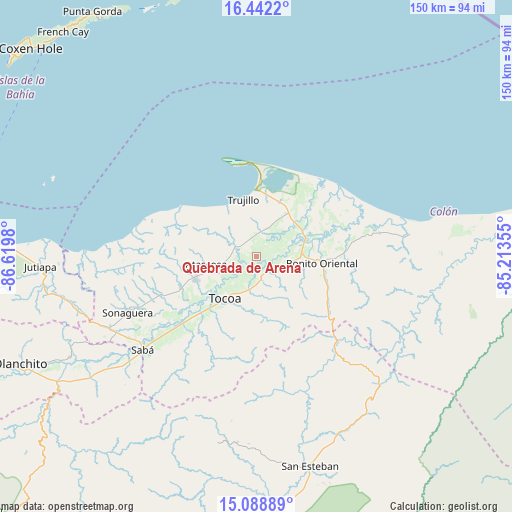 Quebrada de Arena on map