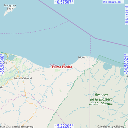 Punta Piedra on map