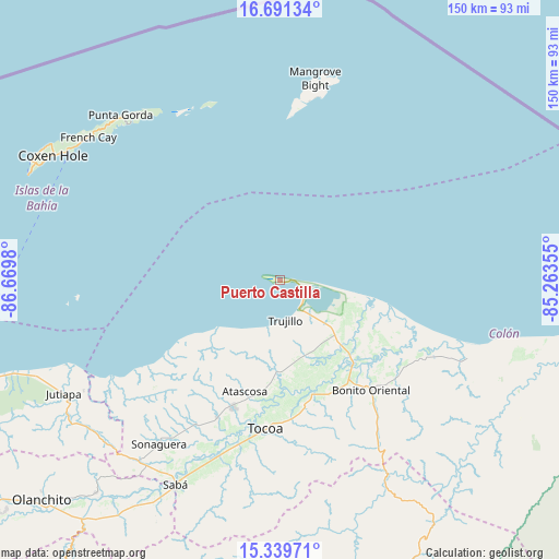 Puerto Castilla on map