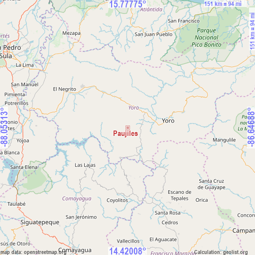 Paujiles on map