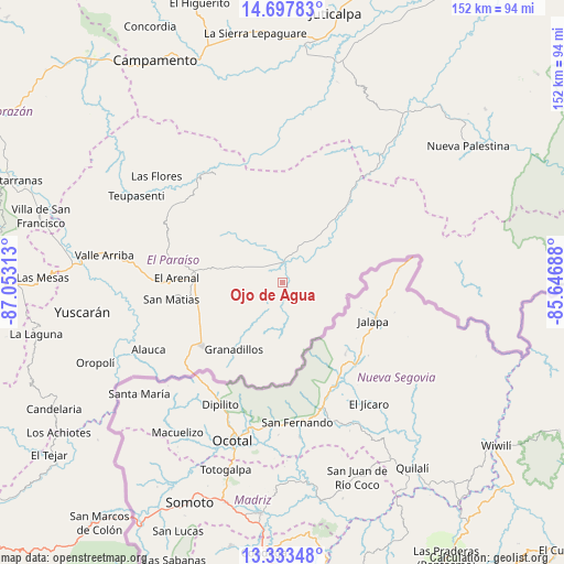 Ojo de Agua on map