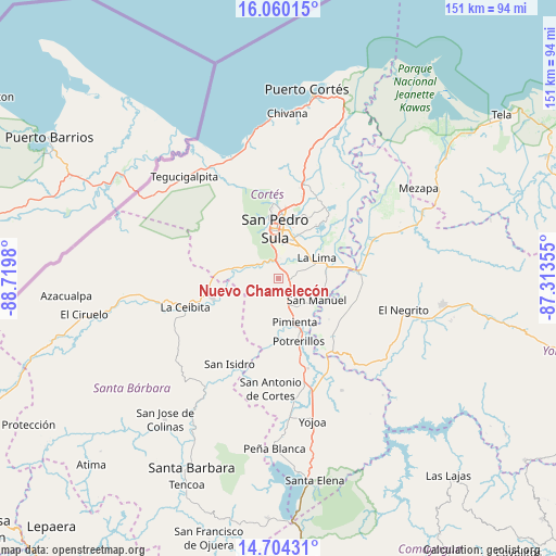 Nuevo Chamelecón on map