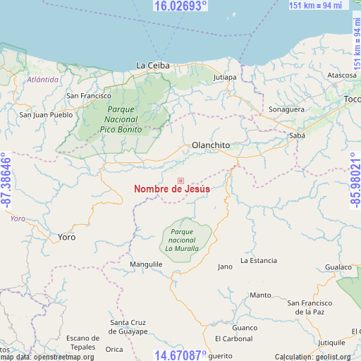Nombre de Jesús on map