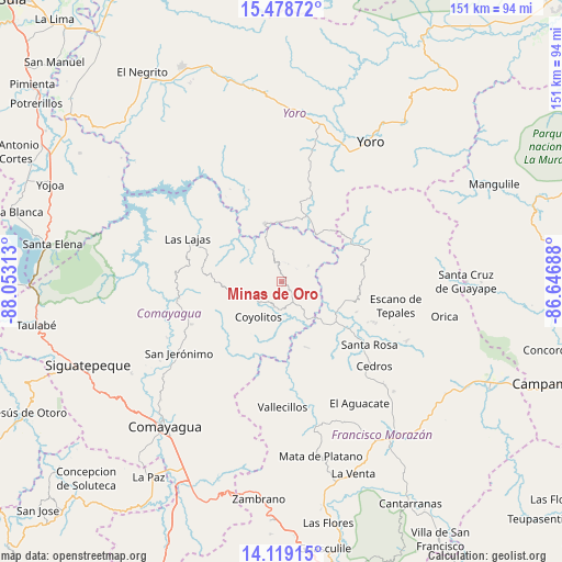 Minas de Oro on map