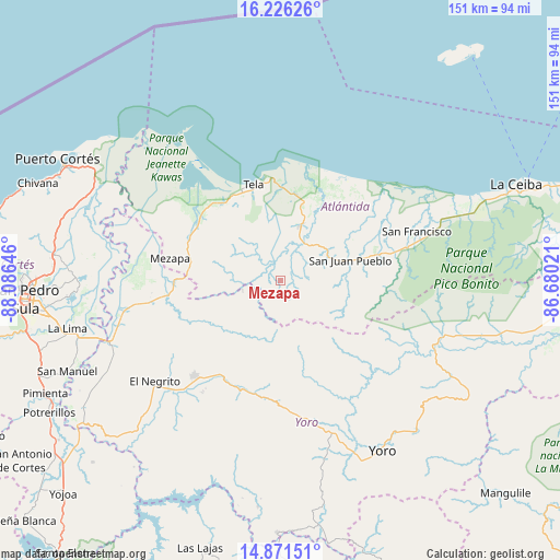 Mezapa on map