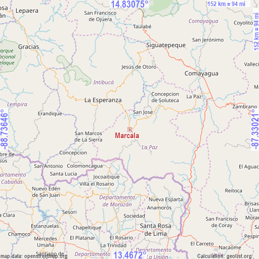 Marcala on map