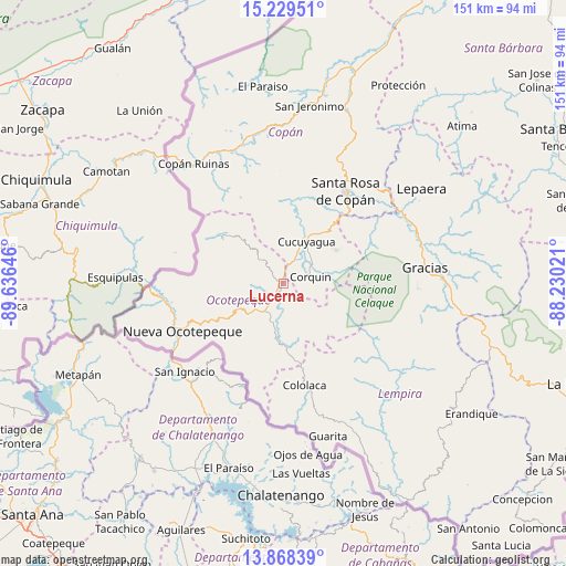 Lucerna on map