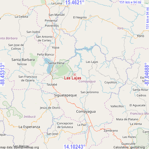 Las Lajas on map