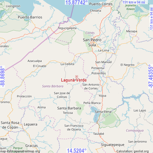 Laguna Verde on map