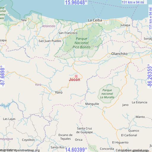 Jocón on map