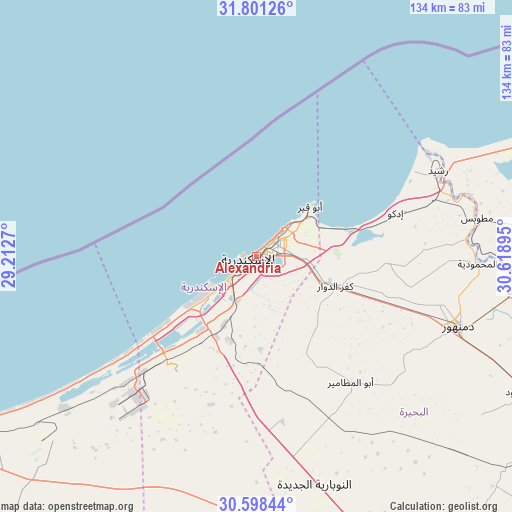 Alexandria on map