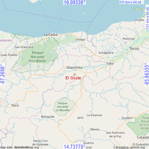 El Ocote on map