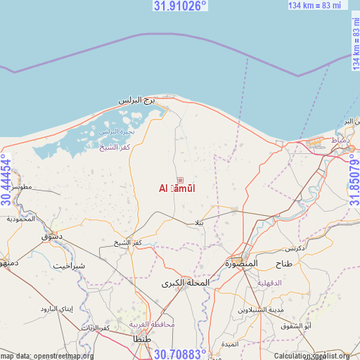 Al Ḩāmūl on map
