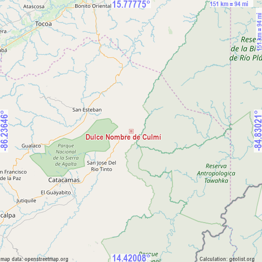Dulce Nombre de Culmí on map