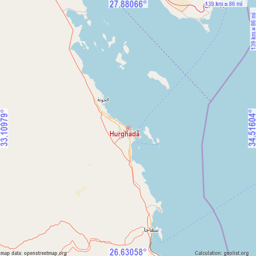 Hurghada on map