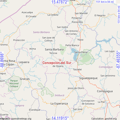 Concepción del Sur on map