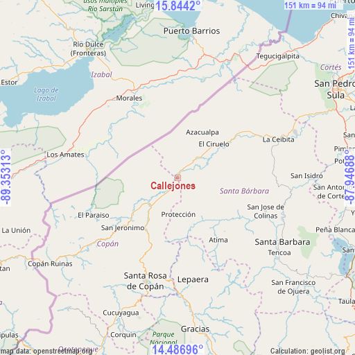Callejones on map