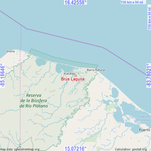 Brus Laguna on map