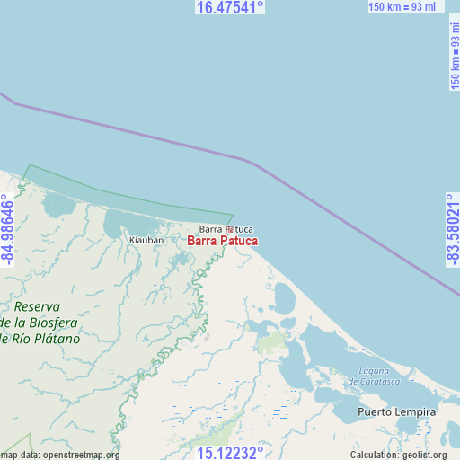 Barra Patuca on map