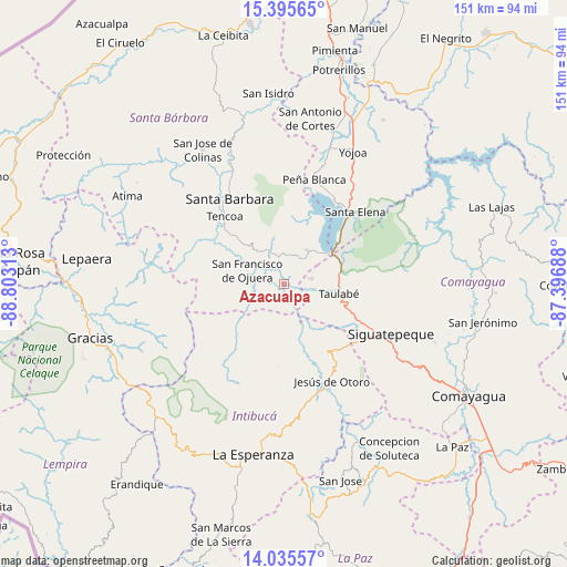 Azacualpa on map
