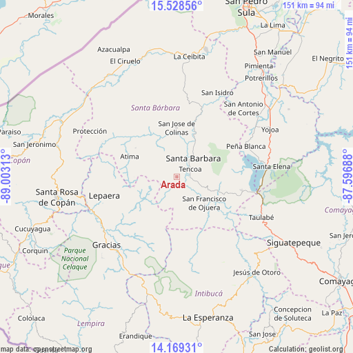 Arada on map