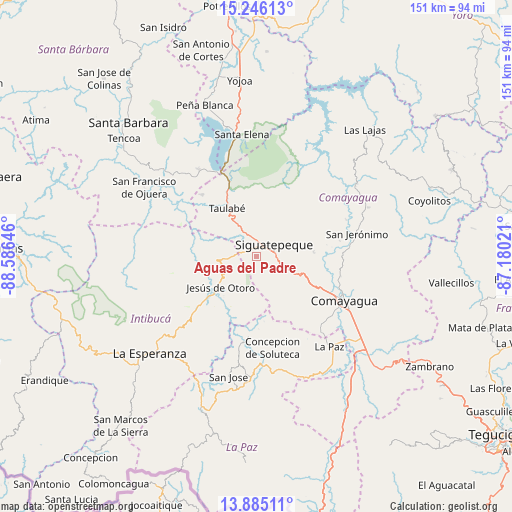 Aguas del Padre on map