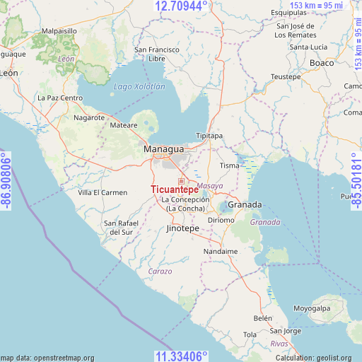 Ticuantepe on map