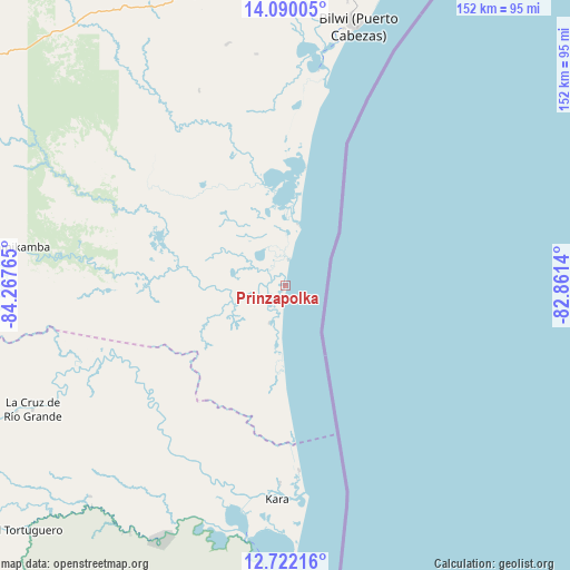 Prinzapolka on map