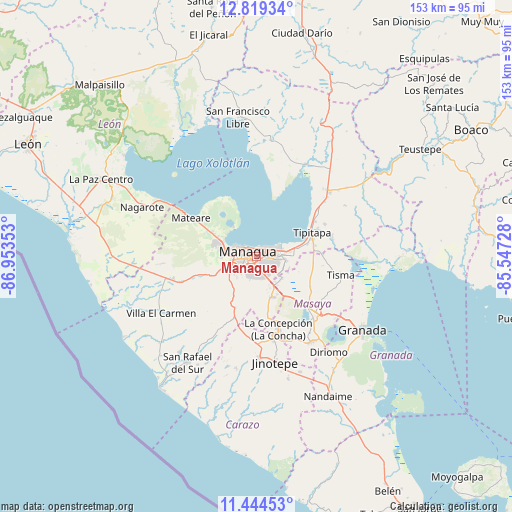 Managua on map