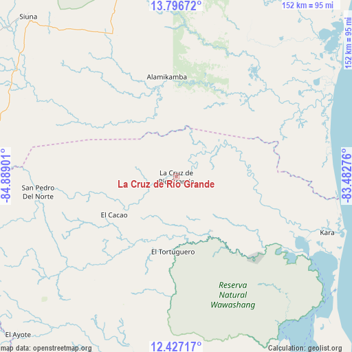 La Cruz de Río Grande on map