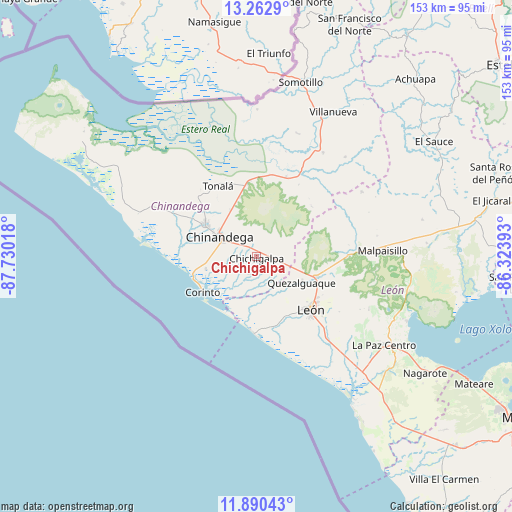 Chichigalpa on map