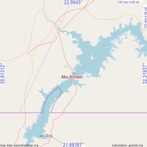 Abu Simbel on map