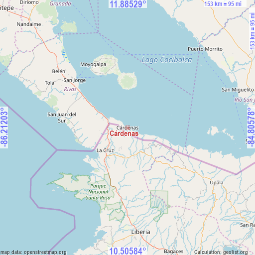 Cárdenas on map