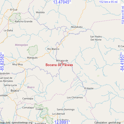 Bocana de Paiwas on map