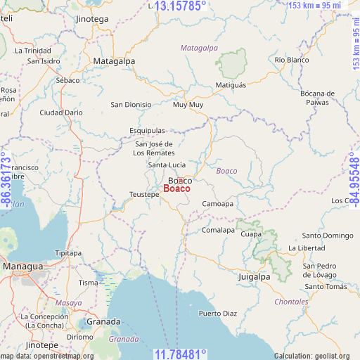 Boaco on map