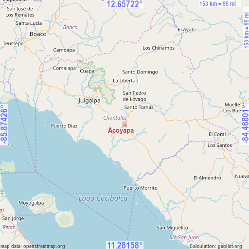 Acoyapa on map