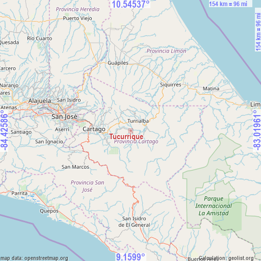 Tucurrique on map