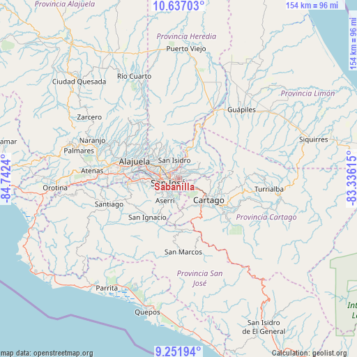Sabanilla on map