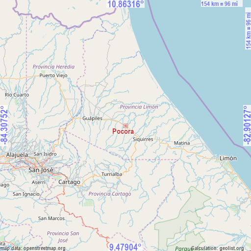 Pocora on map