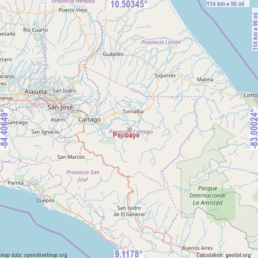 Pejibaye on map
