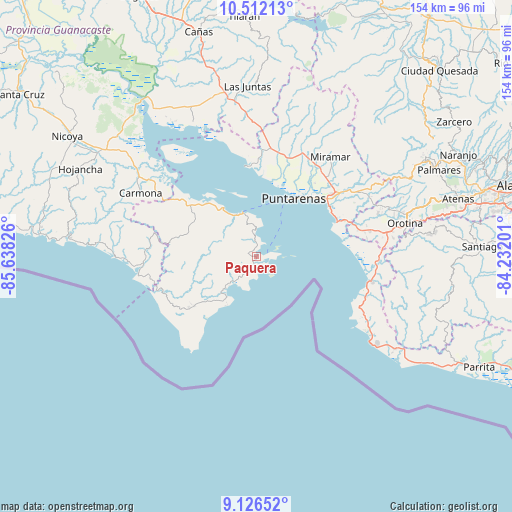 Paquera on map