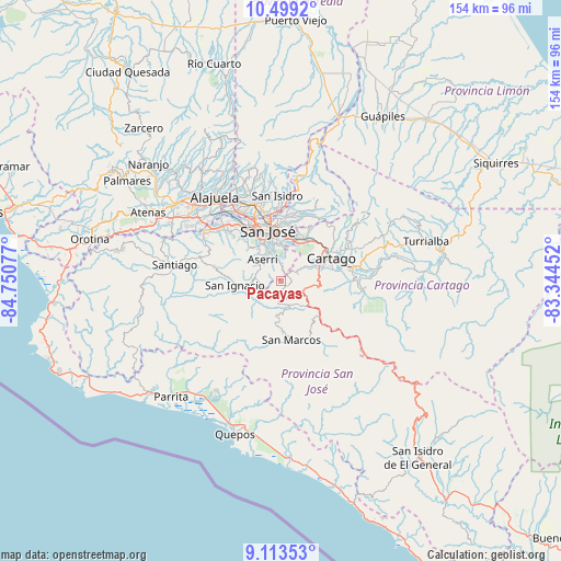 Pacayas on map